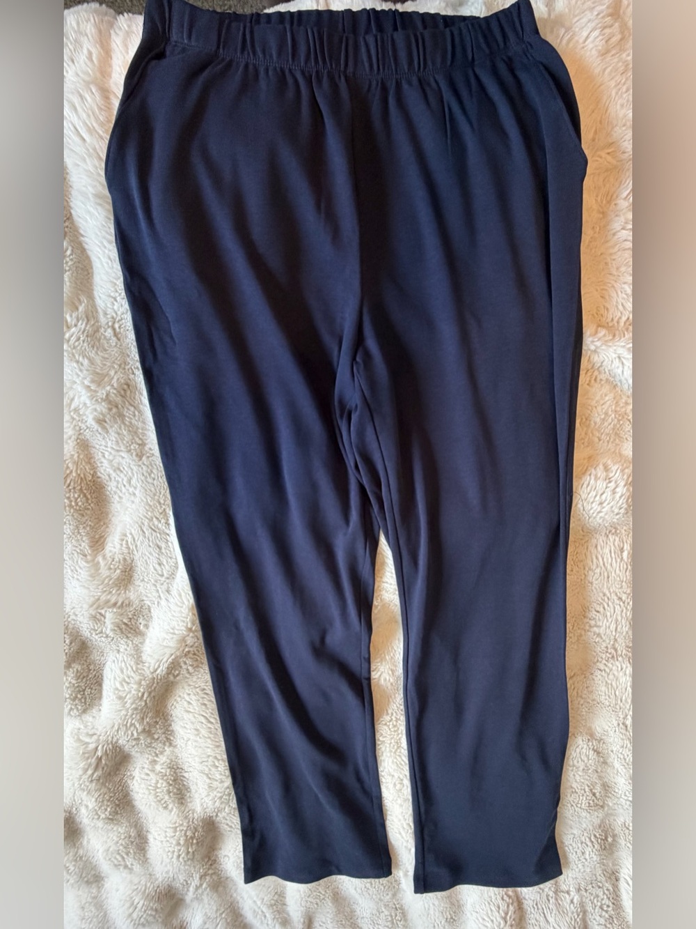 Lands’ End Sport Knit Straight Leg Pants L Tall 14-16 Navy NWOT